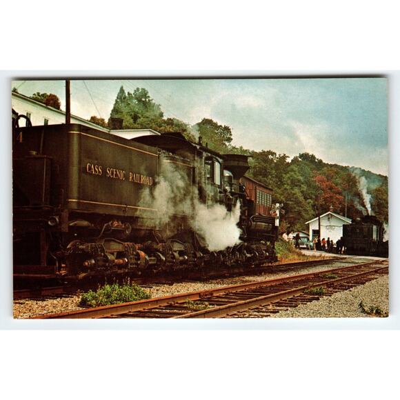 Cass Scenic Railroad Engines #4 & #5 Photochrome Postcard Vintage - Picture 1 of 2